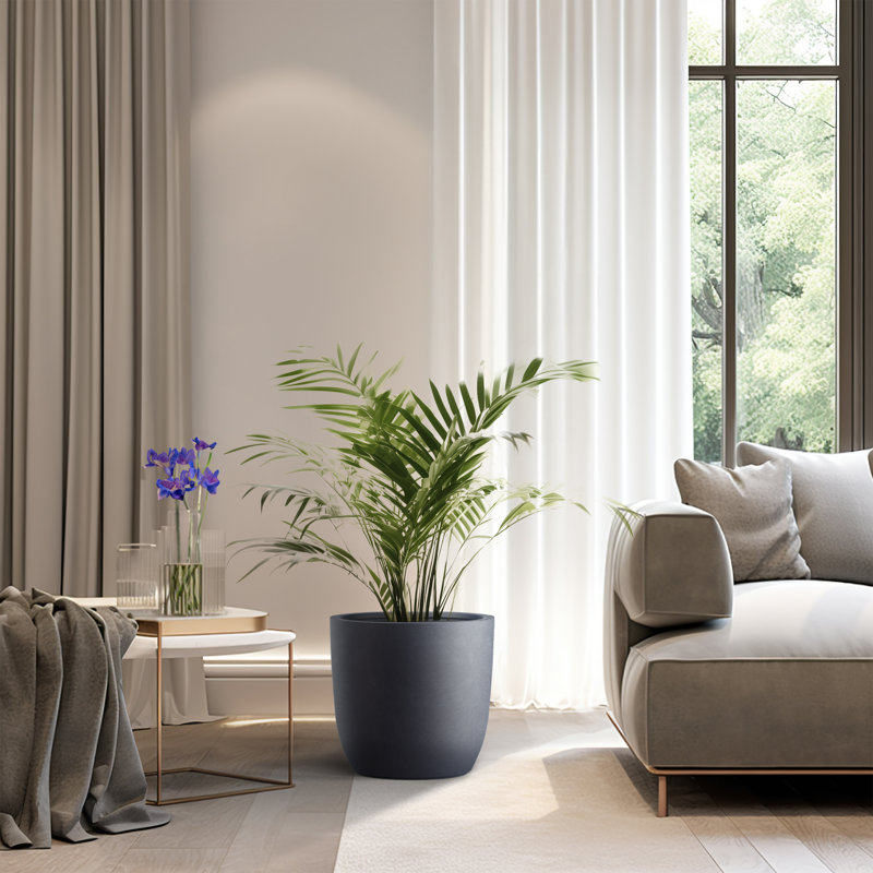 Pot à fleurs en béton Karola, H 13 po x l 13,5 po x P 13,5 po, Gris granit