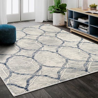 Tapis décoratif Ivoire géométriques Bracy