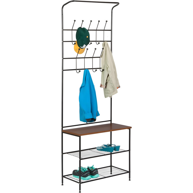 Entryway Organizer With Coat Hooks, Shoe Rack, And Storage Bench For Efficient Home Organization