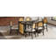 Ensemble de table à manger 7 pièces pour table de salle à manger rectangulaire de 6 à 59,8 po avec placage de chêne vieilli et 6 chaises en rotin, mobilier de cuisine rustique pour la salle à manger-57200410