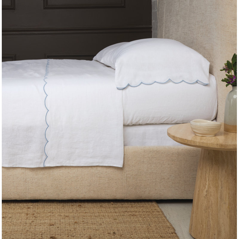 Taie d'oreiller Kelly, Ensemble de taies d'oreiller standards, Blanc / bleu français