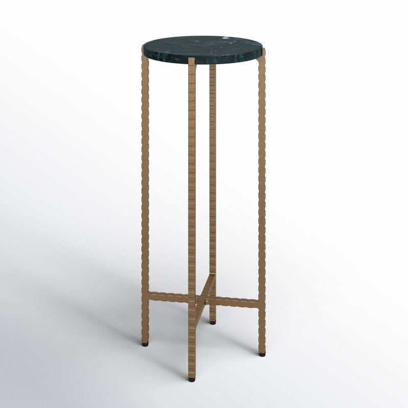 Nigella Marble and Cross Legs Side Table, Green Marble/Gold