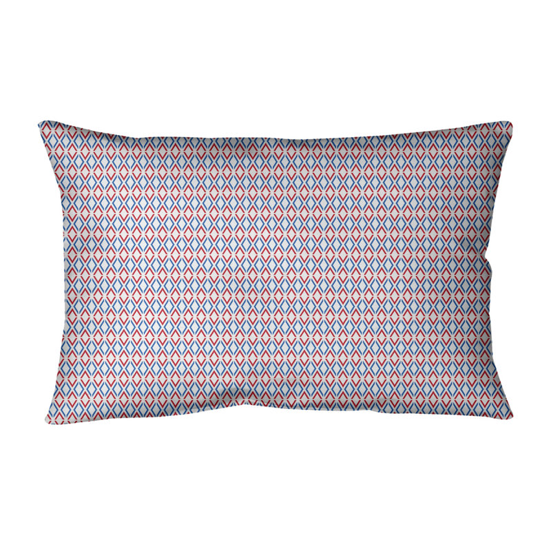 Coussin lombaire géométrique 14 po, Mauve / rouge / bleu