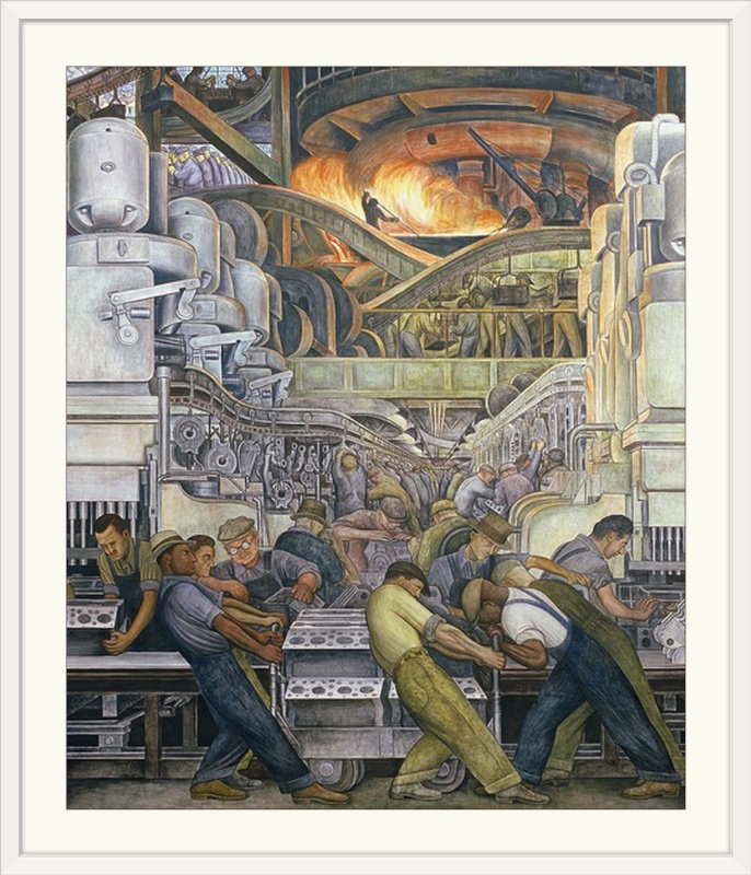 « détroit industry, north wall, 1932-33 », reproduction d’art Diego Rivera, H 38 po x l 33 po x P 1 po, Cadre blanc