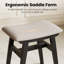 Tabouret de coiffeuse en bois massif avec coussin de selle Aevah-2061793533-2071100445