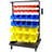 26" W Dual-Sided Mobile Metal Frame Plastic Bin Rack, With 2 Locking Wheels 6-Tier And 60-Bin Storage Rack