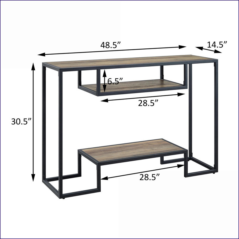 Chêne rustique & amp; Table basse noire pour le salon - Surface polyvalente avec 1 tablette de rangement