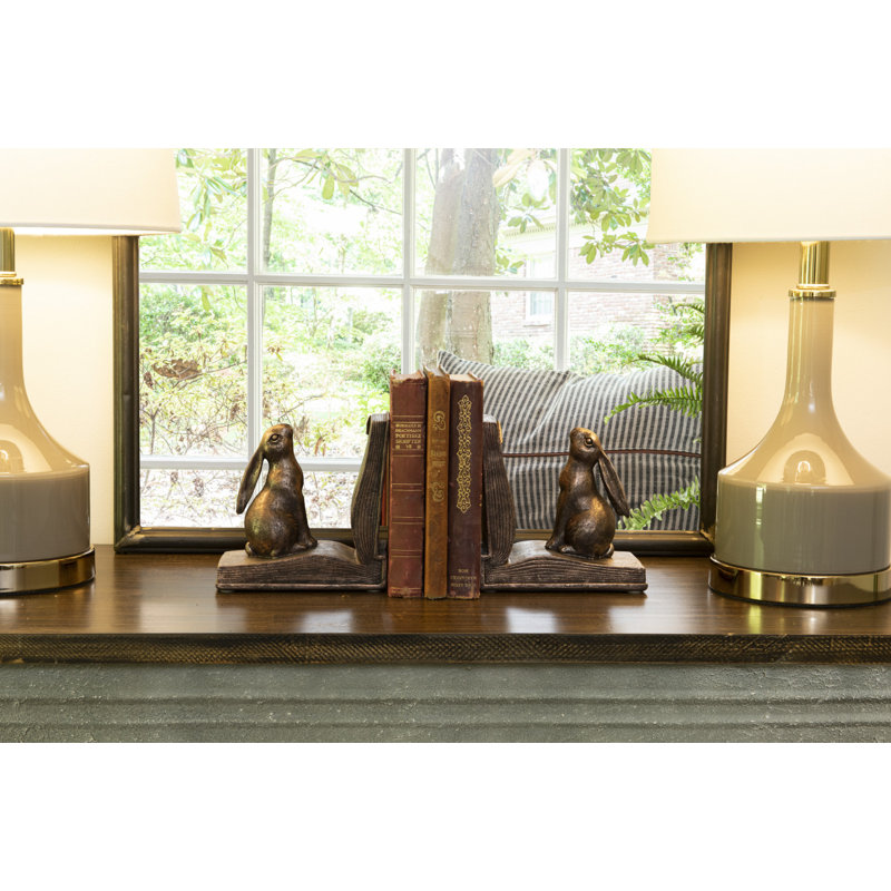 Lethe Decorative Rustic Resin Rabbit on Book Bookends