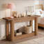Console Farmhouse avec pieds incurvés, table d'appoint d'entrée à deux niveaux avec tablette de rangement ouverte, canapé robuste en panneau de fibres à densité moyenne pour le couloir du salon-6502776