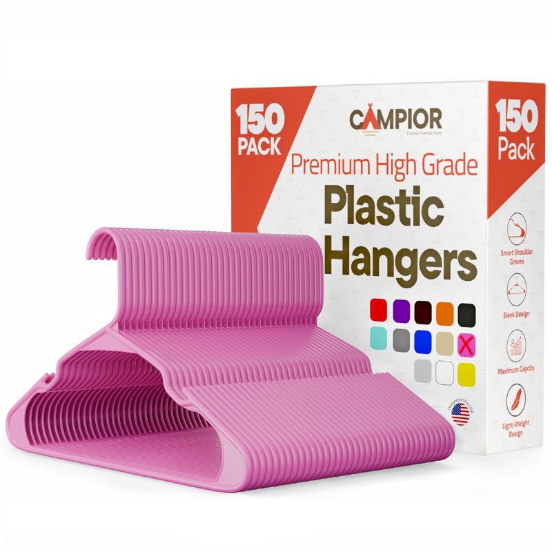 Cintres de qualité supérieure - Conception mince et compacte, plastique léger et durable avec rainures d'épaule intelligentes, utilisation polyvalente pour organiser la lessive, les manteaux et les vêtements