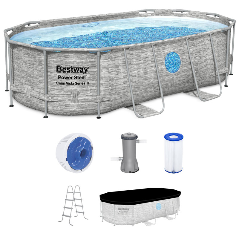 Bestway Power Steel Oval Above Ground Pool Set with Filter and Pump