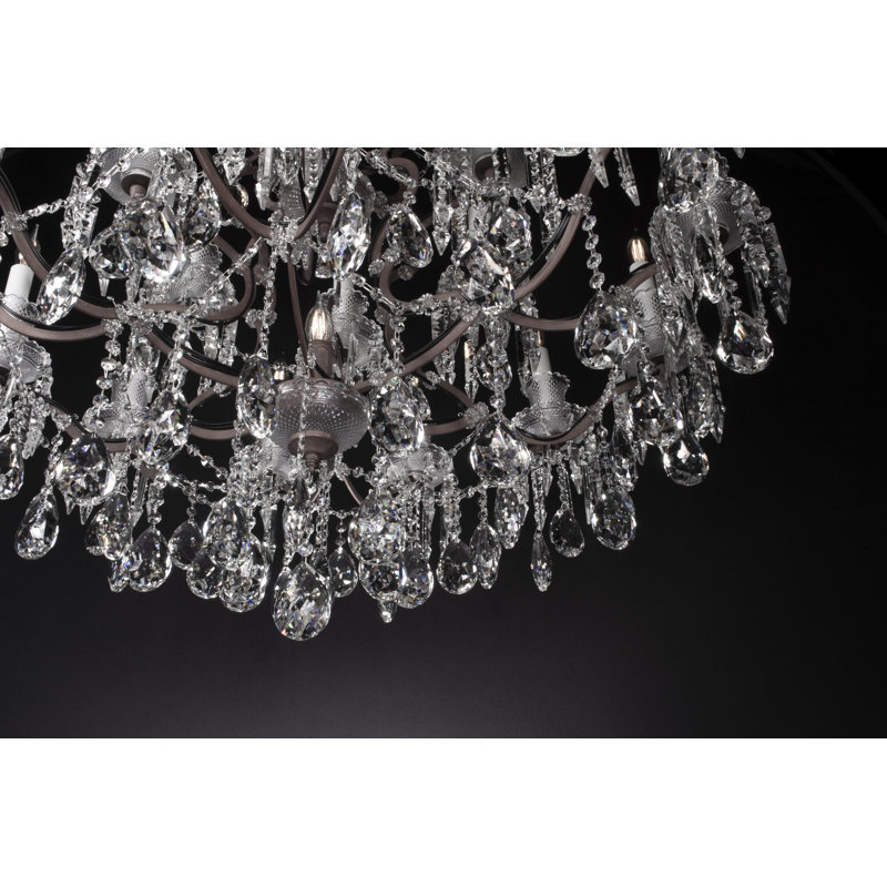 Lustre à plusieurs niveaux de style bougie 19 lumières avec accents en cristal Rodrigues, Rustique