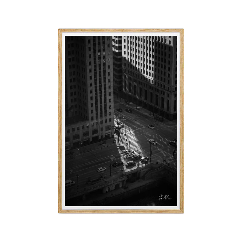 Wacker Drive Chicago II, 52.75" H x 35.5" W x 1.5" D, Framed Artisan Canvas, Oak