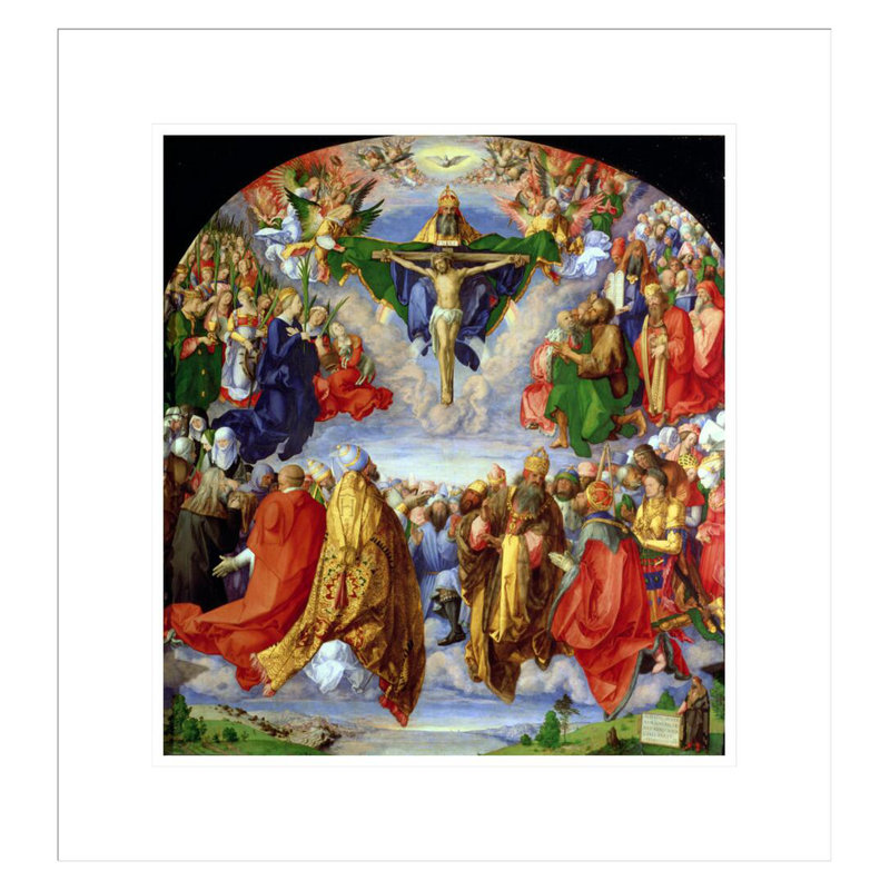 Le retable de la Toussaints Landauer (huile sur panneau) par Albrecht Dürer - Impression sur toile, 18.99" H x 17.75" W