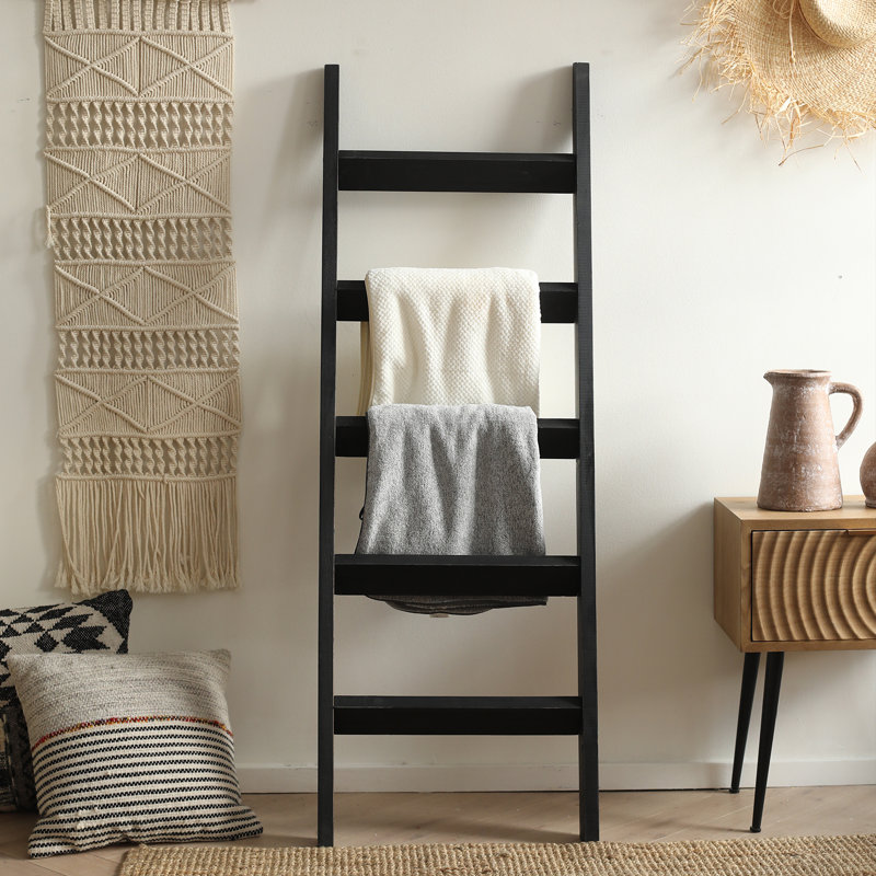 Échelle de couverture en bois 57 po, Noir, noir, noir, noir