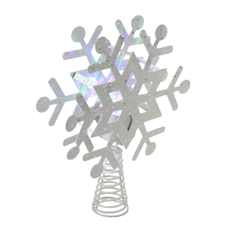 Décoration d’arbre de Noël en forme de flocon de neige lumineux à DEL 11,5 "avec projecteur