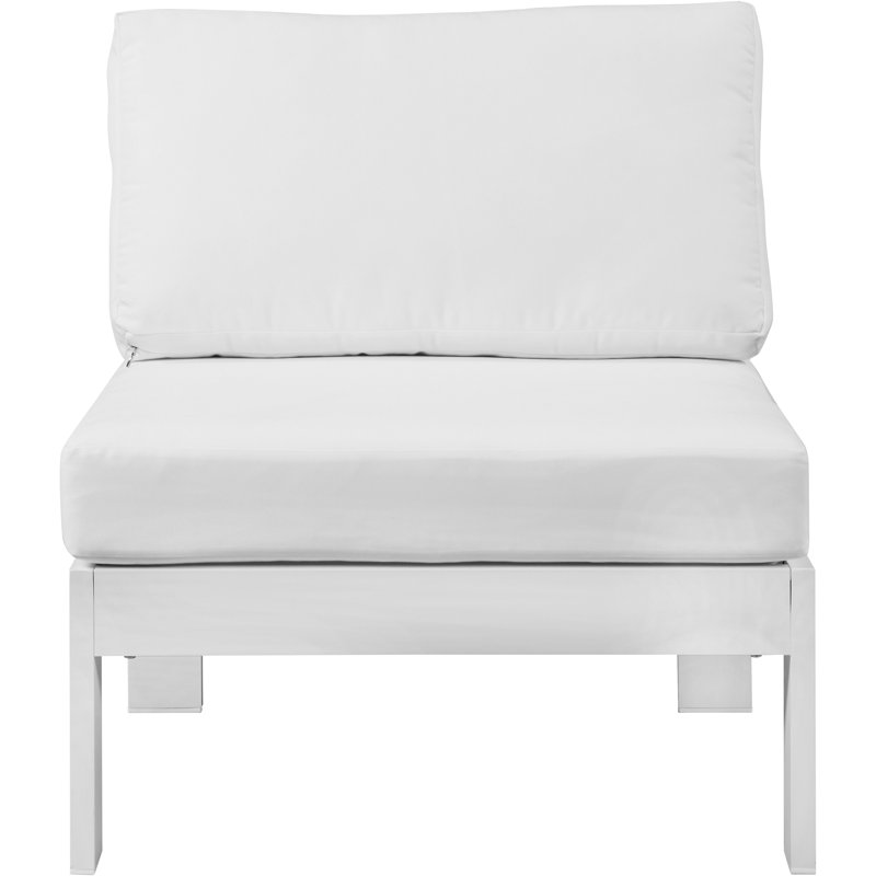 Lajoy Aluminum Outdoor Armless Lounge Chair, White, White
