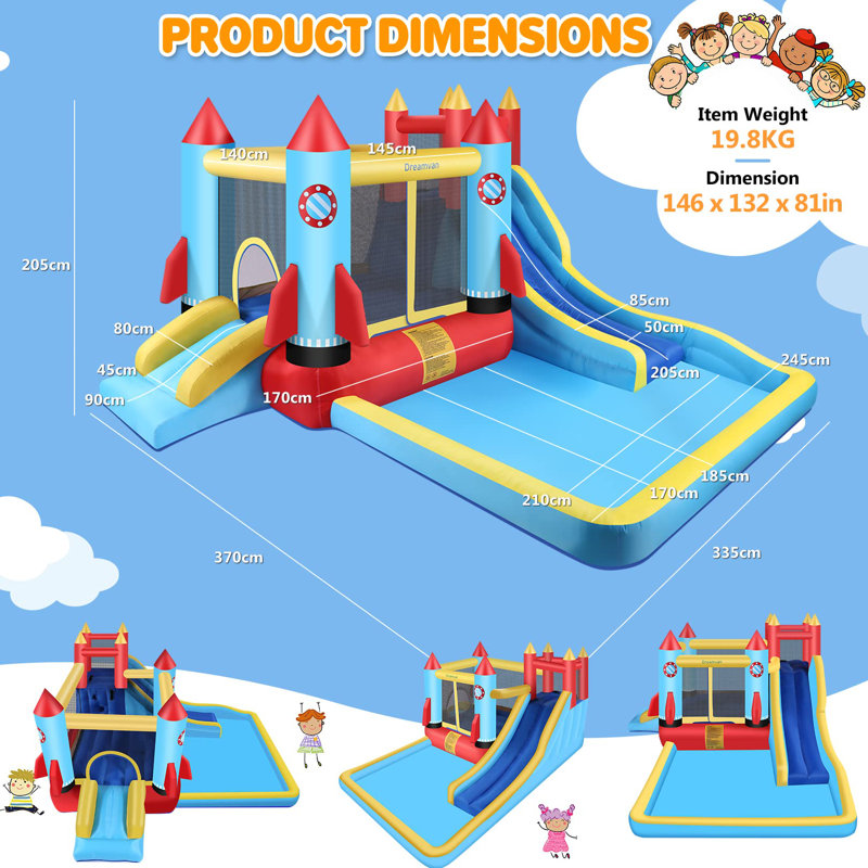 12.14' x 11' Bounce House with Two Slides and Air Blower
