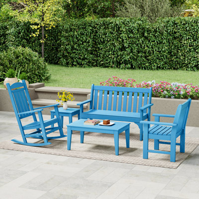Ensemble 5 pièces de banc et chaise berçante Poly