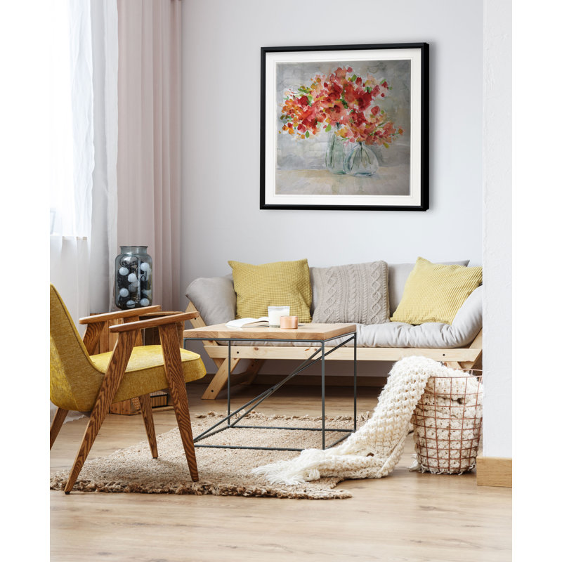 « red arrangement », reproduction sur toile, H 30,5 po x l 30,5 po x P 1,5 po, Cadre plastique noir