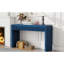 Table de style rustique bleu marine, tiroirs cannelés, fabrication, placage de bois, décor décoratif, capacité de table, console de tiroir avec design, surface lisse unie - plateau de table de 220 lb, 25