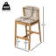 Ensemble de 2 tabourets d'extérieur Louie en bois de teck avec coussin beige