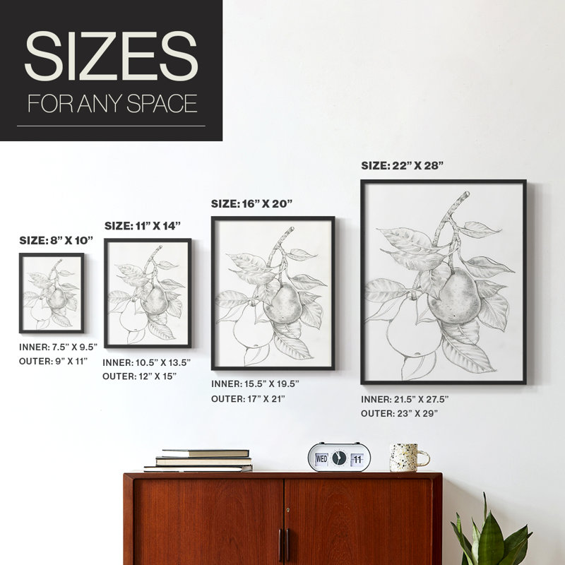 FruitBearing Branch III Framed Print - Solid Wood, Black, 28" H x 22" W