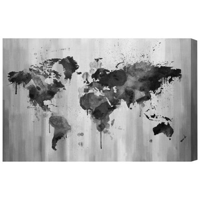 " Large Mapamundi Black And White "