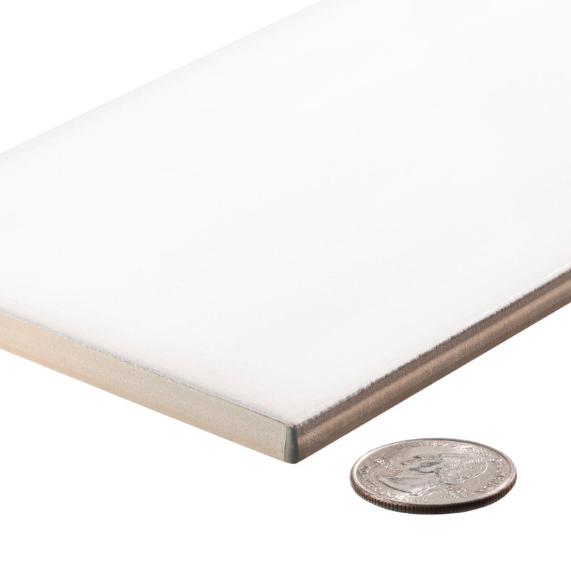 Soul 4-in. x 12-in. Subway Marble Look Satin Ceramic Wall Tile, Essence