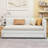  Upholstered Daybed with Trundle Sofa Bed Frame, No Box Spring Needed, Versatile and Space-Saving Design, Ideal for Guest Rooms or Lounging, Linen Fabric-50590720