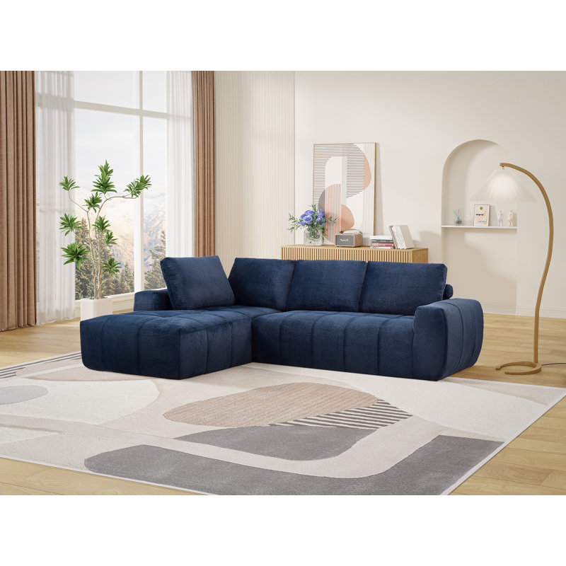 Canapé modulaire 111 po Cloud, Orienté à gauche (vu de face), Fausse fourrure bleue
