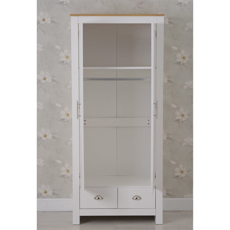 Annieruth 2 Door Manufactured Wood Wardrobe, White/Oak
