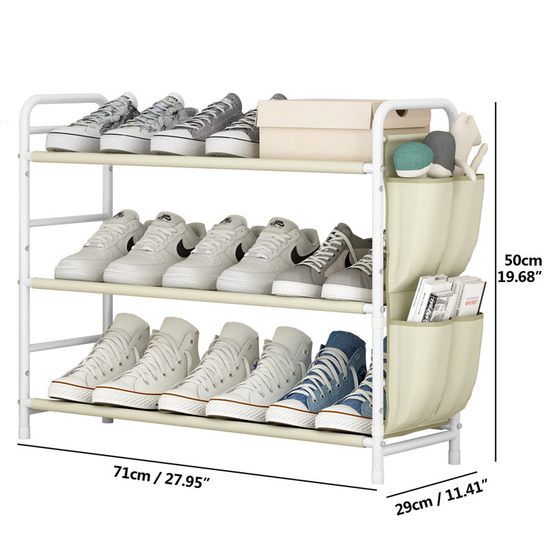 9 Pair Shoe Rack, Beige