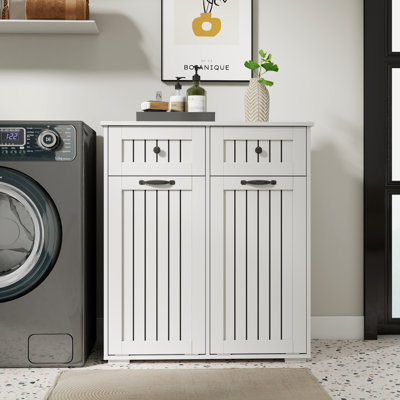 Armoire à linge avec 2 paniers à linge amovibles et 2 tiroirs