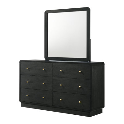 Commode 6 tiroirs et miroir noir