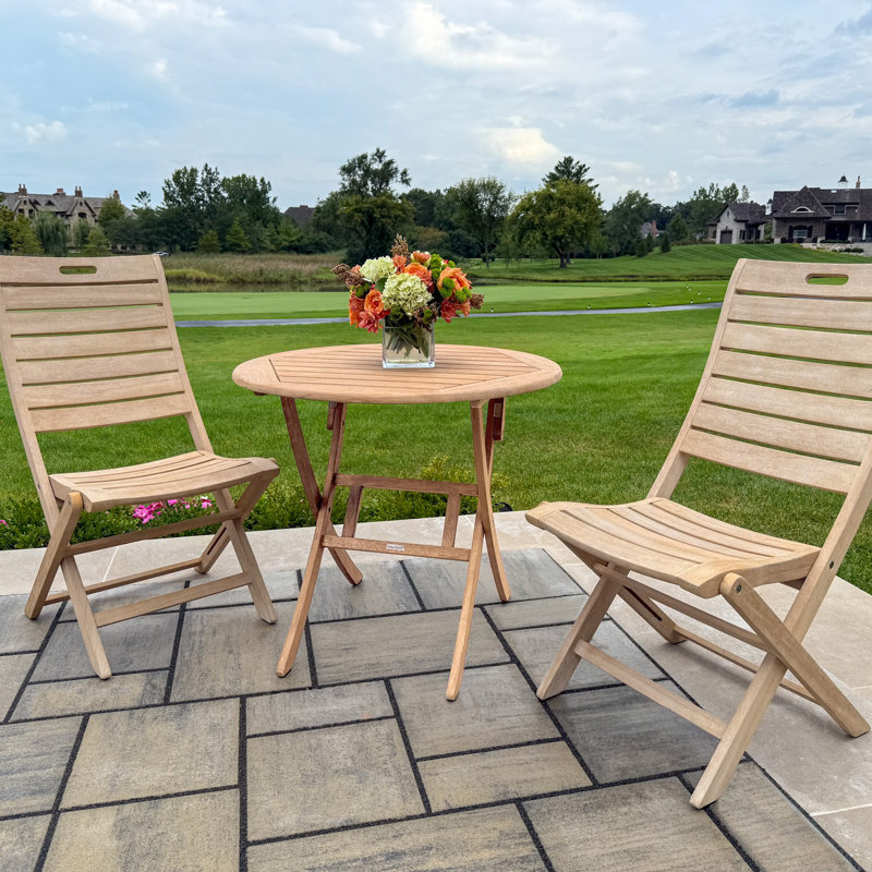 Suki Folding Solid Wood Bistro Table, Wheat