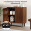 Buffet 59 ", ensemble de 2 tablettes réglables pour le salon / salle à manger - brun foncé