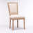 French Style Solid Wood Frame Linen Fabric Square  Back Dining Chair,Set Of 2