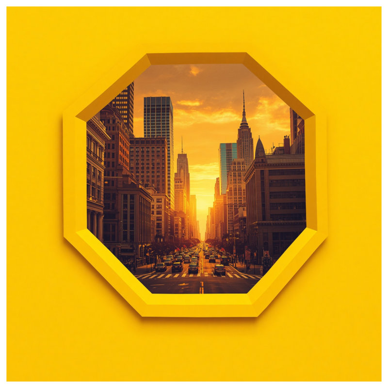Coussins décoratifs Sunset Cityscape Octagon, 20 x 20 pouces