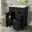 Meuble-lavabo de salle de bain avec lavabo en céramique et deux supports de rangement sur la porte-466011112