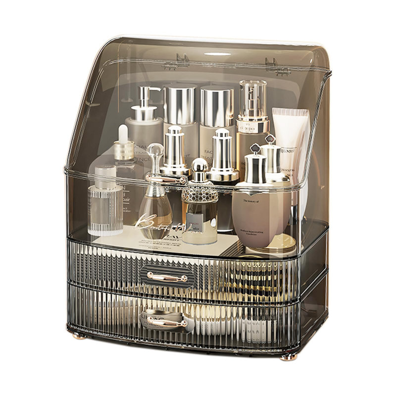 Meuble-lavabo pour comptoir de maquillage avec tiroirs à couvercle transparent
