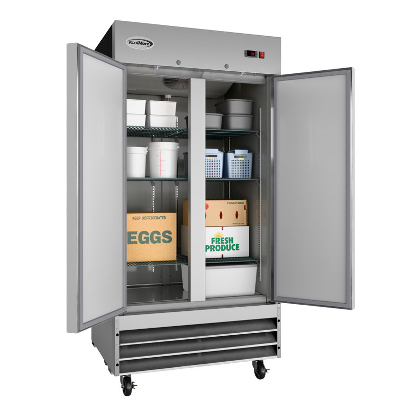 39 in. Commercial Stainless Steel 2-Door Reach-In Refrigerator, 35 cu. ft. RIR-2D-SS35C