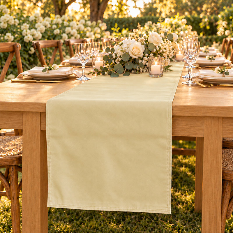 100% Cotton Solid Soft Durable Table Runner, 90" L, Natural