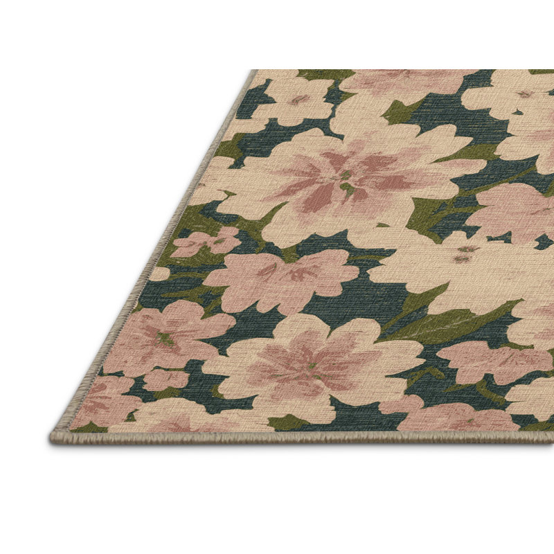 Tapis botanique brun lavable à la machine, Rectangle 6 pi x 9 pi
