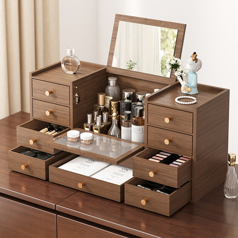 Organisateur de maquillage pour coiffeuse, organisateur de comptoir avec tiroirs, miroir