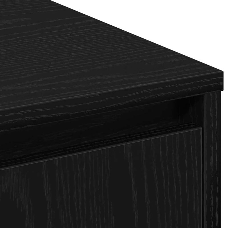 Sideboard With Door 90 X 32 X 75 Cm Engineered Wood, Black Oak