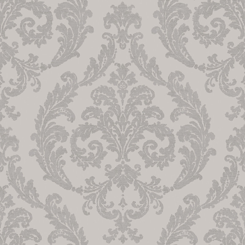 Palazzo 2 Silk Damask Wallpaper Roll, Light Taupe/Gray
