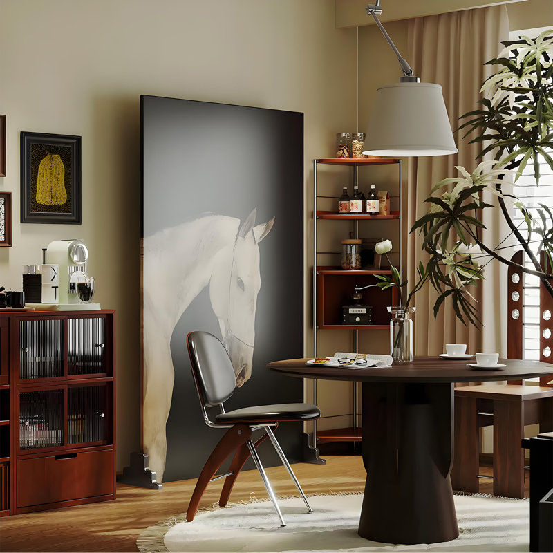 Paravent en bois à motif de chevaux, H 70,87 po x l 39,37 po x P 1,57 po