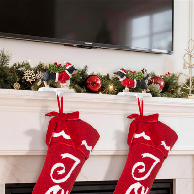 Resin Dachshund Christmas Stocking Holders
