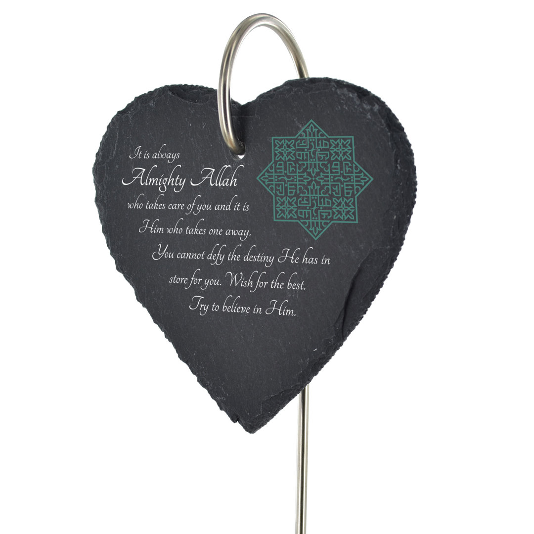 Birkner Waterproof Slate Heart Grave Marker People Memorial Plaque